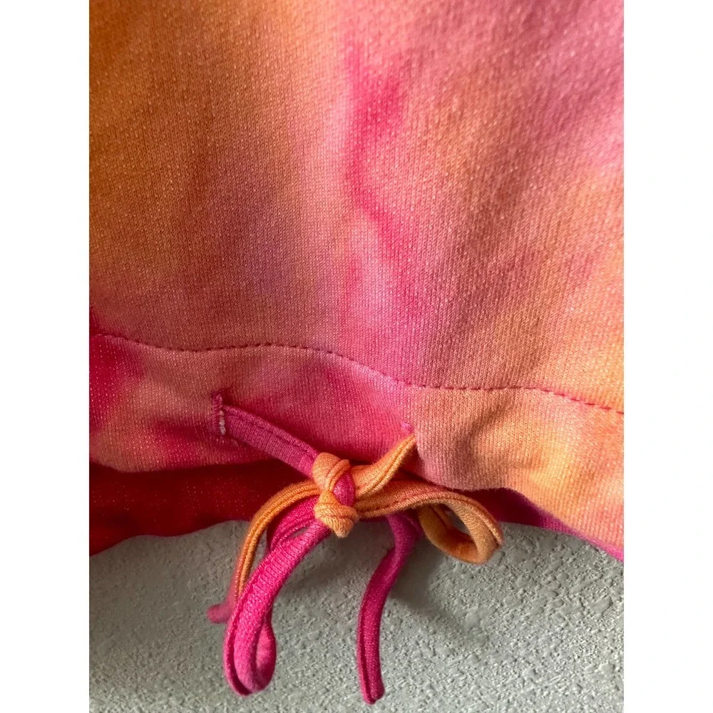 14th & Union Women's Tie Dye Drawstring Hem Shirt In Pink Orange - Picture 7 of 11